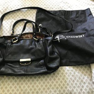 b. makowsky black leather bag